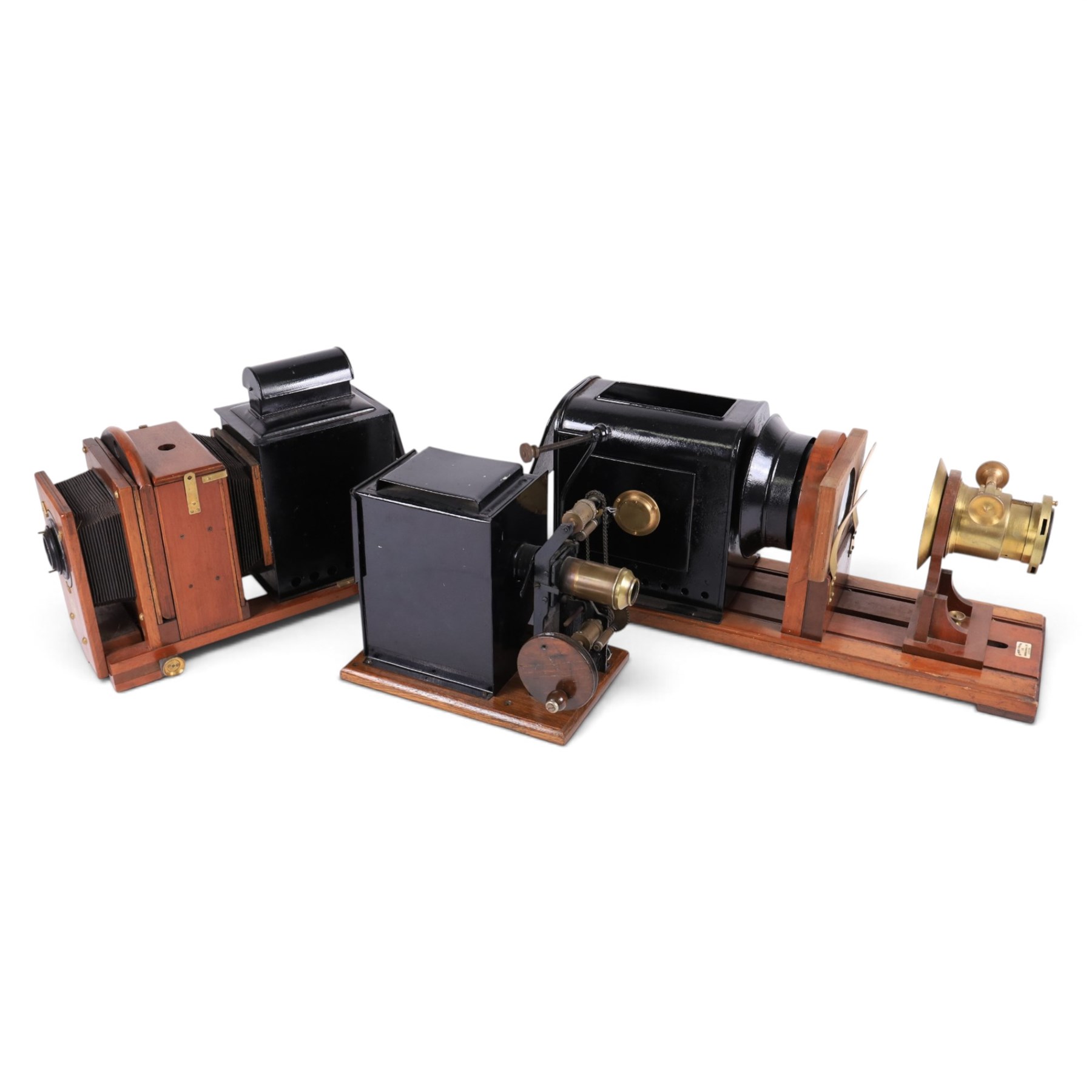 Reynolds & Branson Ltd magic lantern, together with a Thornton-Pickard Imperial Enlarger and a tin plate and brass cine projector