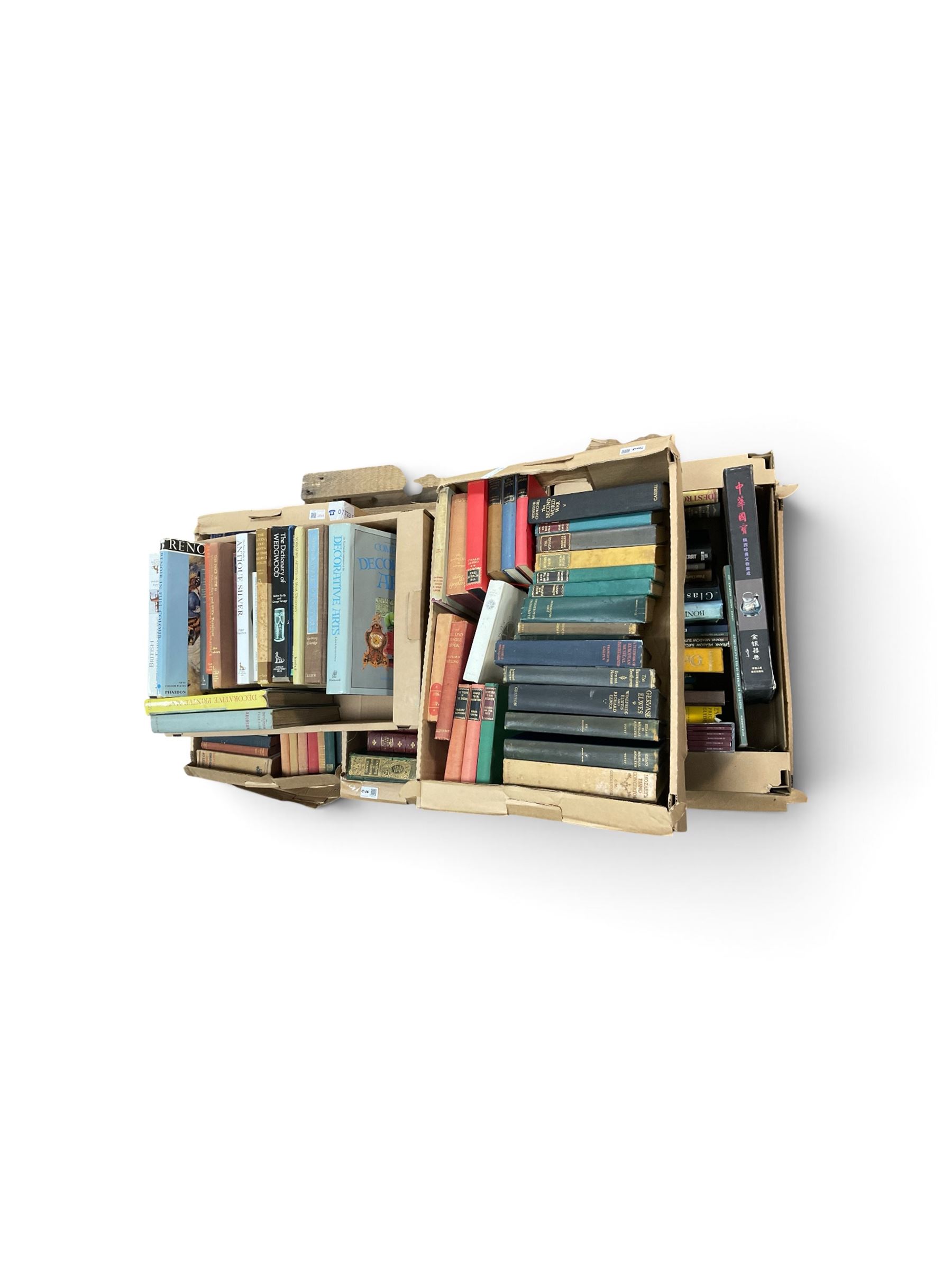 Collection of books, mainly antique reference books, in nine boxes 