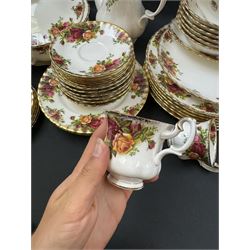 Royal Albert Old Country Roses pattern coffee and dinner service for six, including coffee pot, coffee cups and saucers, dinner plates, side plates, bowls etc 