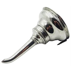 Silver wine funnel, probably George III, of plain typical form with shaped tang, hallmarks worn and indistinct possibly William Sumner, London, L11.5cm, approximate weight 1.52 ozt (47.5 grams)