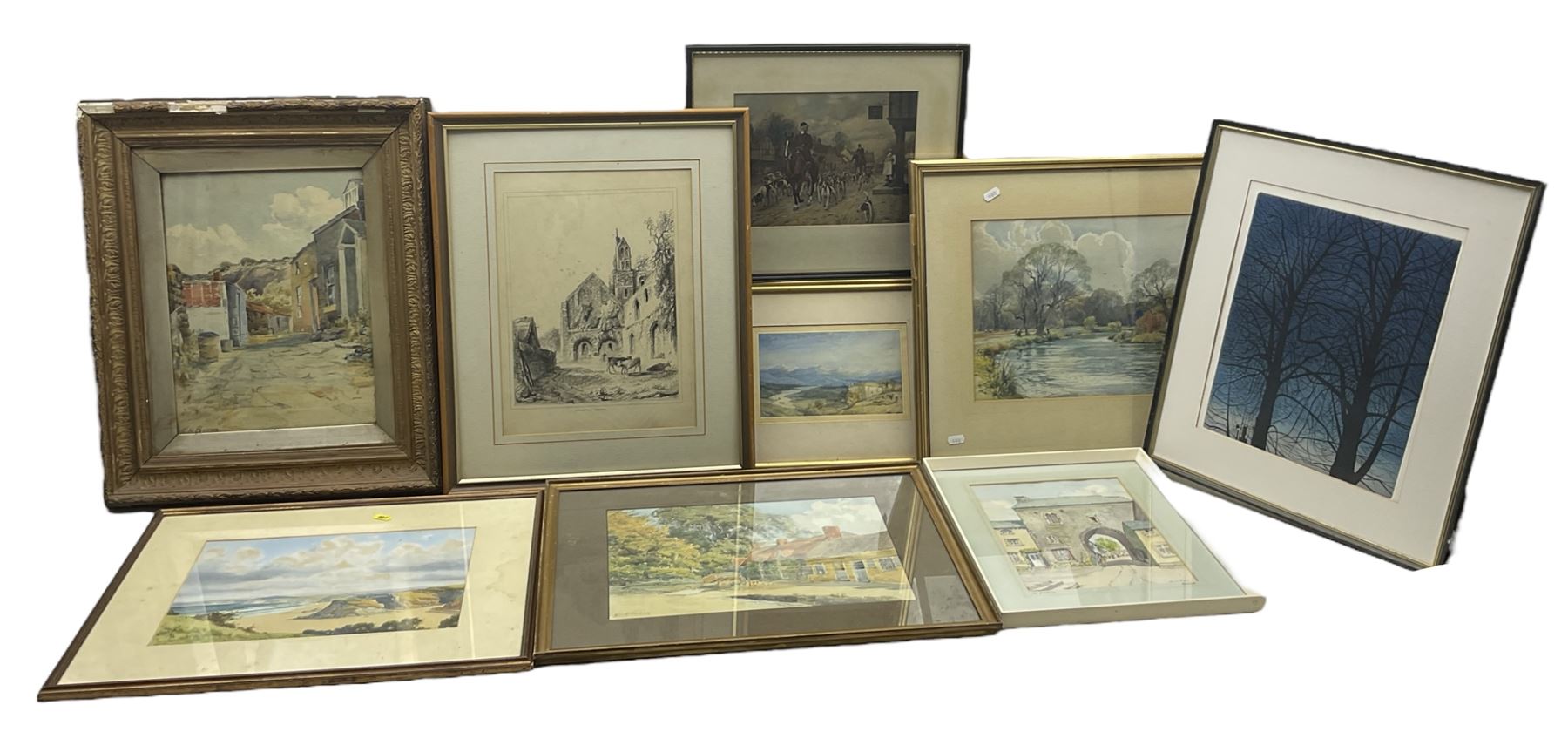 Collection of original watercolours to include George Trevor, H R Wilkinson, J Tucker and W H Burns with some other prints (qty)