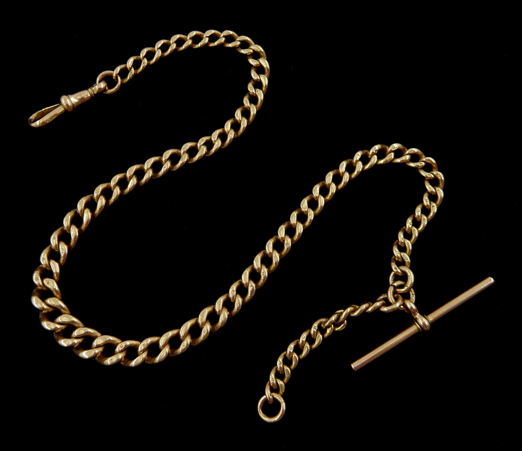 Early 20th century 9ct rose gold graduating Albert chain, each link stamped 9.375
