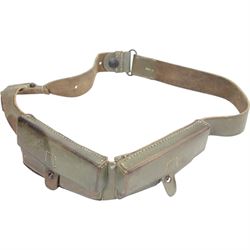 WWII and later British Army issued webbing, including gaiters, belt, with holster, ammunition case and binocular case attached etc 