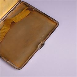 1930s silver cigarette case, of rectangular form with rounded corners, with engine turned decoration throughout, with personal engraving to interior, hallmarked Padgett & Braham Ltd, London 1931, L 11cm 