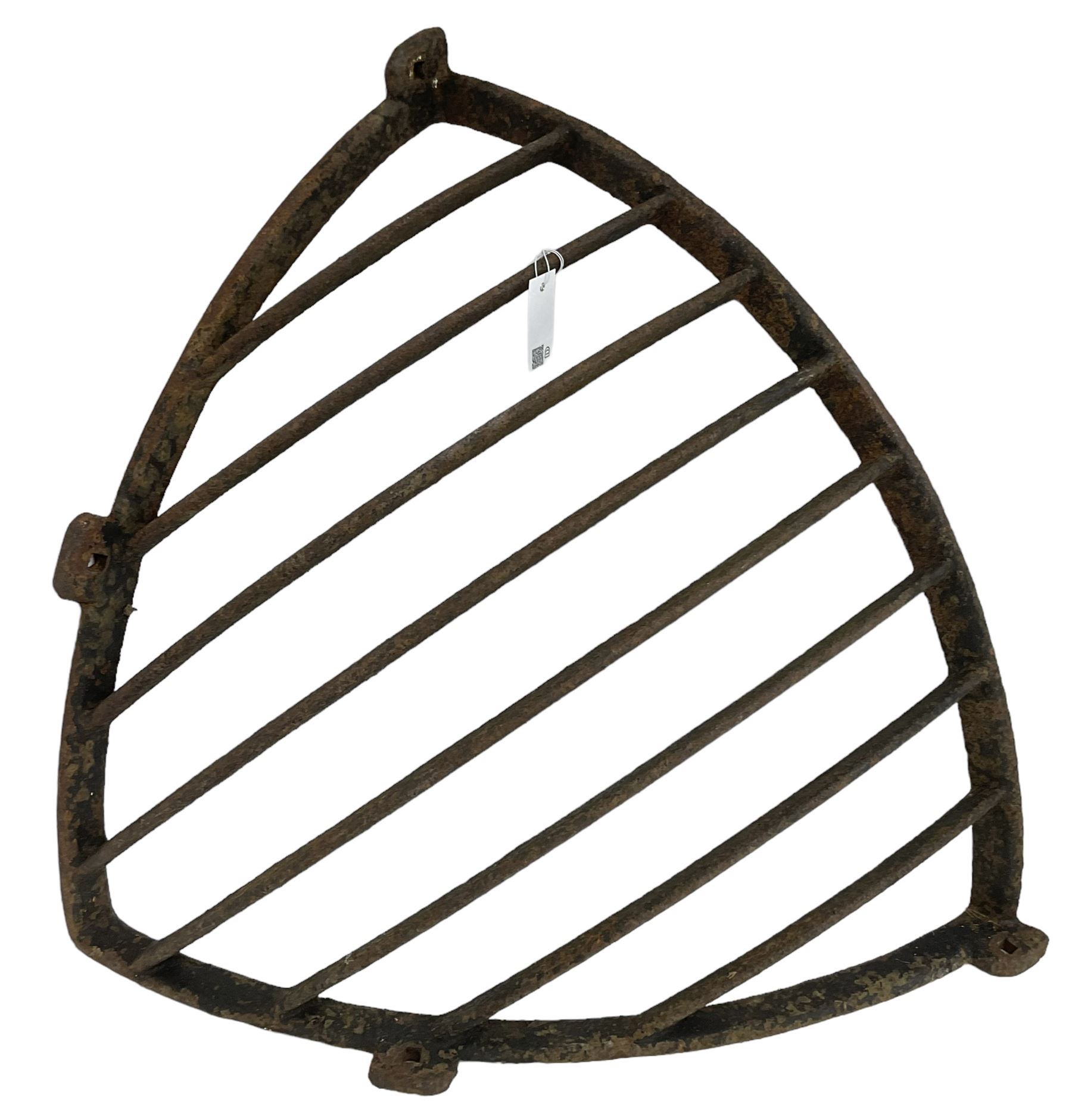 19th century wrought metal corner hay basket 