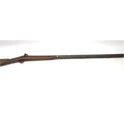 19th century percussion fowling gun, the walnut stock with chequered fore-end, chased trigger guard and action marked Heard Devonport, 94cm barrel inscribed William Smith Murcott with under barrel ram rod 137cm overall