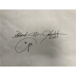 Roland-Henrich Gotschik (German/Romanian 1960-): 'Ceaușescu - Contre Jour' (Shadows of the Past), acrylic on canvas signed, inscribed and dated 2021 verso 173cm x 156cm (unframed)