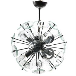 Sputnik chandelier, with glass disc decoration, drop 45cm 