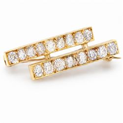 19th / early 20th century 18ct gold diamond brooch, two rows set each set with nine old cu...