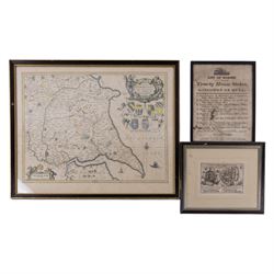 Jansson (Jan) 'East Riding of Yorke Shire', 17th Century hand coloured map with figural sc...