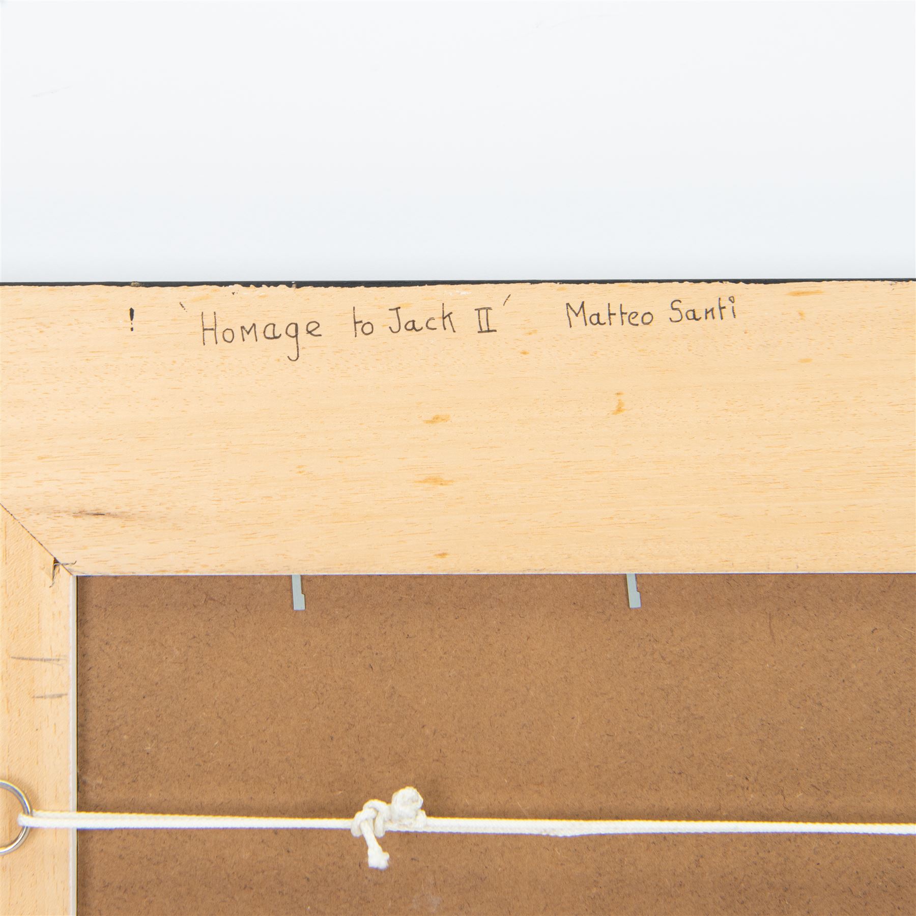 Matteo Santi (Italian Contemporary): 'Homage to Jack II', oil on canvas laid on to board, signed and titled verso 21cm x 31cm