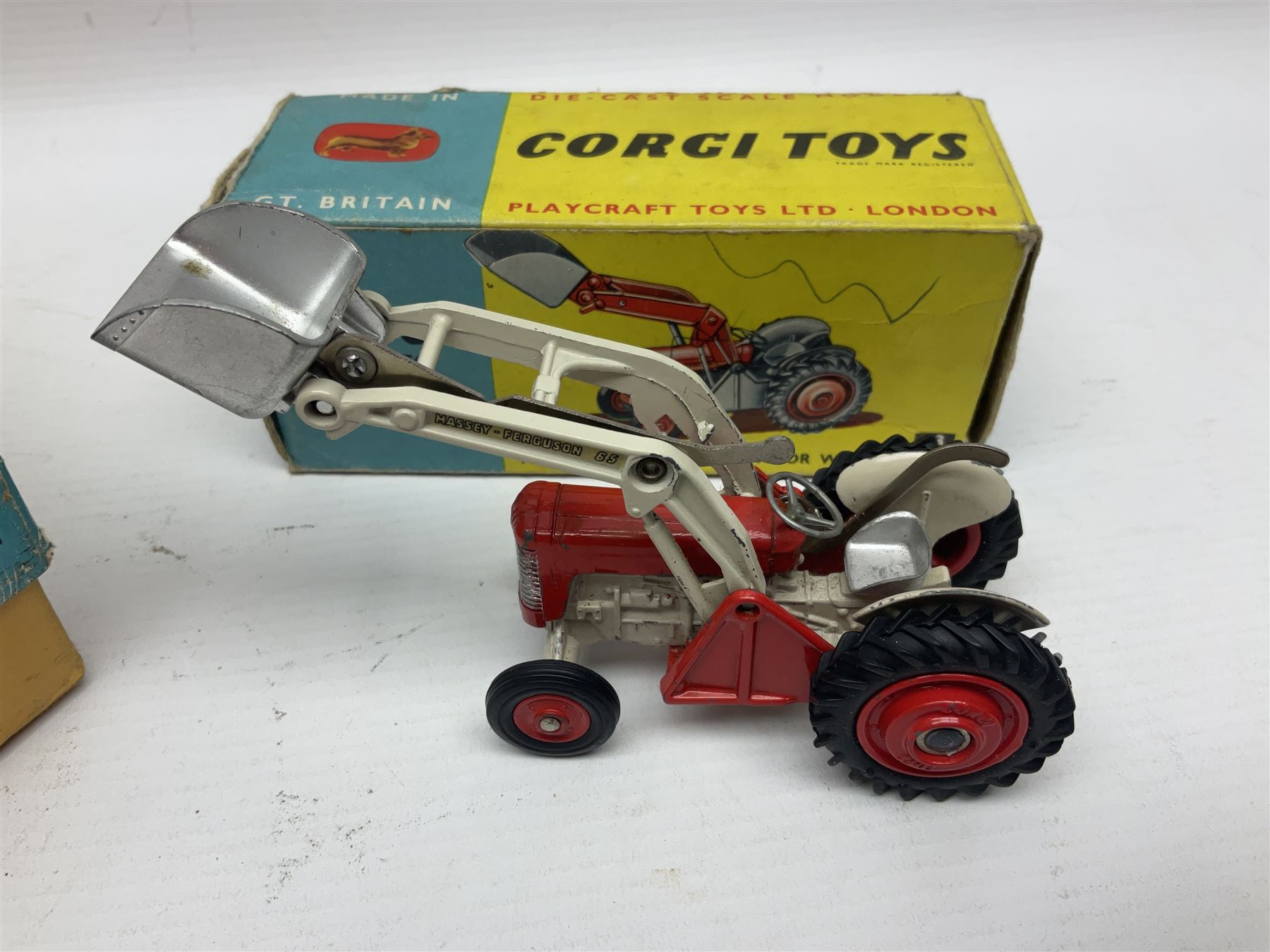 Corgi - Massey-Ferguson 780 Combine Harvester no.1111 and Corgi Massey-Ferguson 65 Tractor with Shovel no.53; both in original boxes 