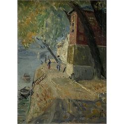 French School (Early 20th century): Quai du Louvre Paris, oil on panel indistinctly signed, titled and inscribed verso 31cm x 23cm