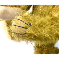 Collector's large teddy bear by The Great Yorkshire Bear Company, golden mohair with swivel jointed head, jointed limbs with felt paw pads and growler mechanism H30