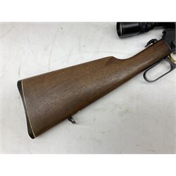 Marlin Model 39A Mountie .22 rim-fire rifle with 51.5cm barrel and under lever action with Bisley 3-9 x 40 variable scope L93cm overall SECTION 1 FIRE-ARMS CERTIFICATE REQUIRED