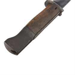 German K98 bayonet, by E Pack & Sohne, the 25cm blade stamped to the ricasso 6442, E Pack & S, in steel scabbard also marked 6442, with leather frog, overall L41cm