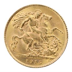 King George V 1915 gold half sovereign coin