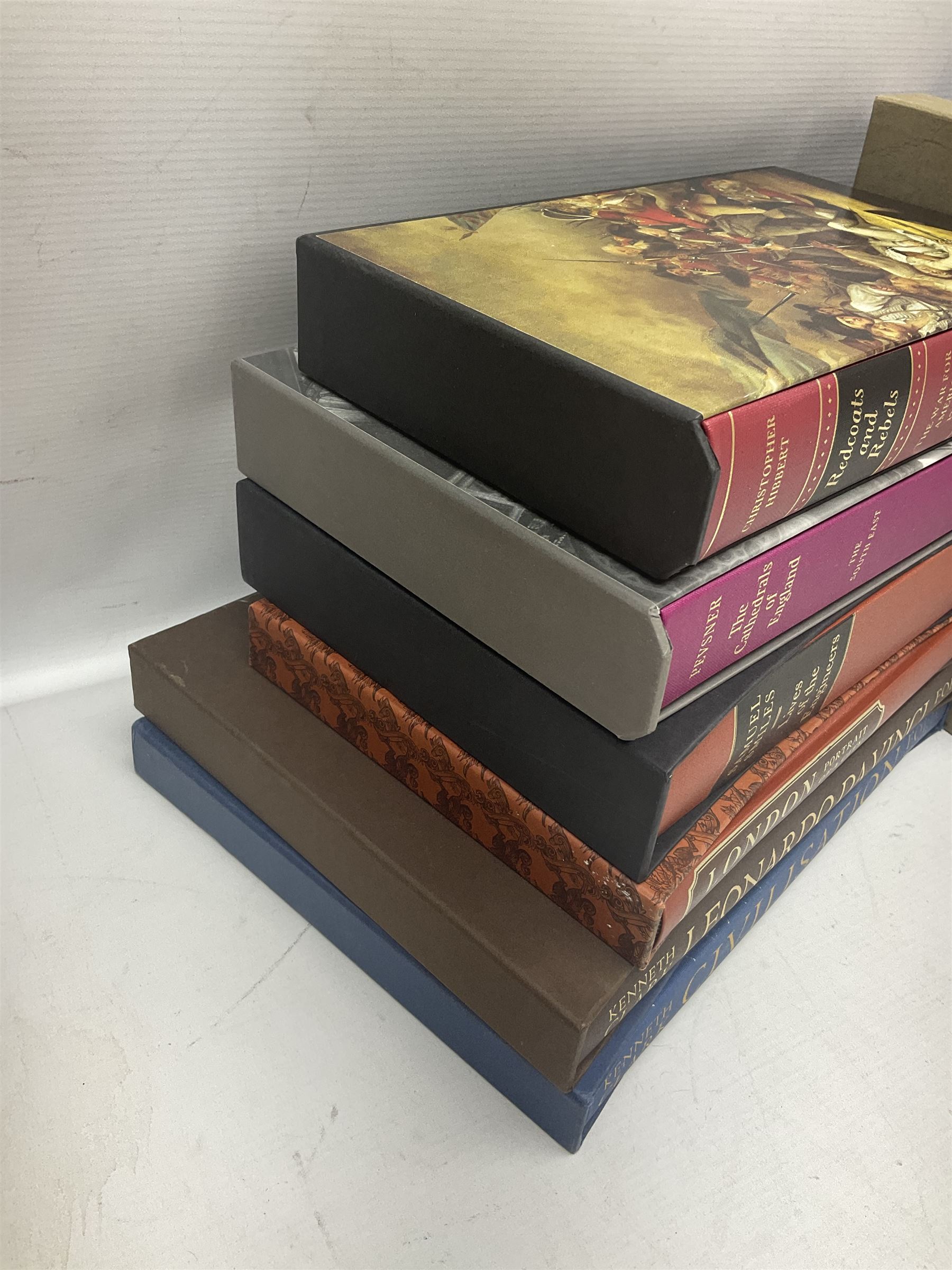 Folio Society; eighteen volumes, to include The Cathedrals of England, Redcoats and Rebels, The Gunpowder Plot, Civilisation, Benjamin Franklin 
