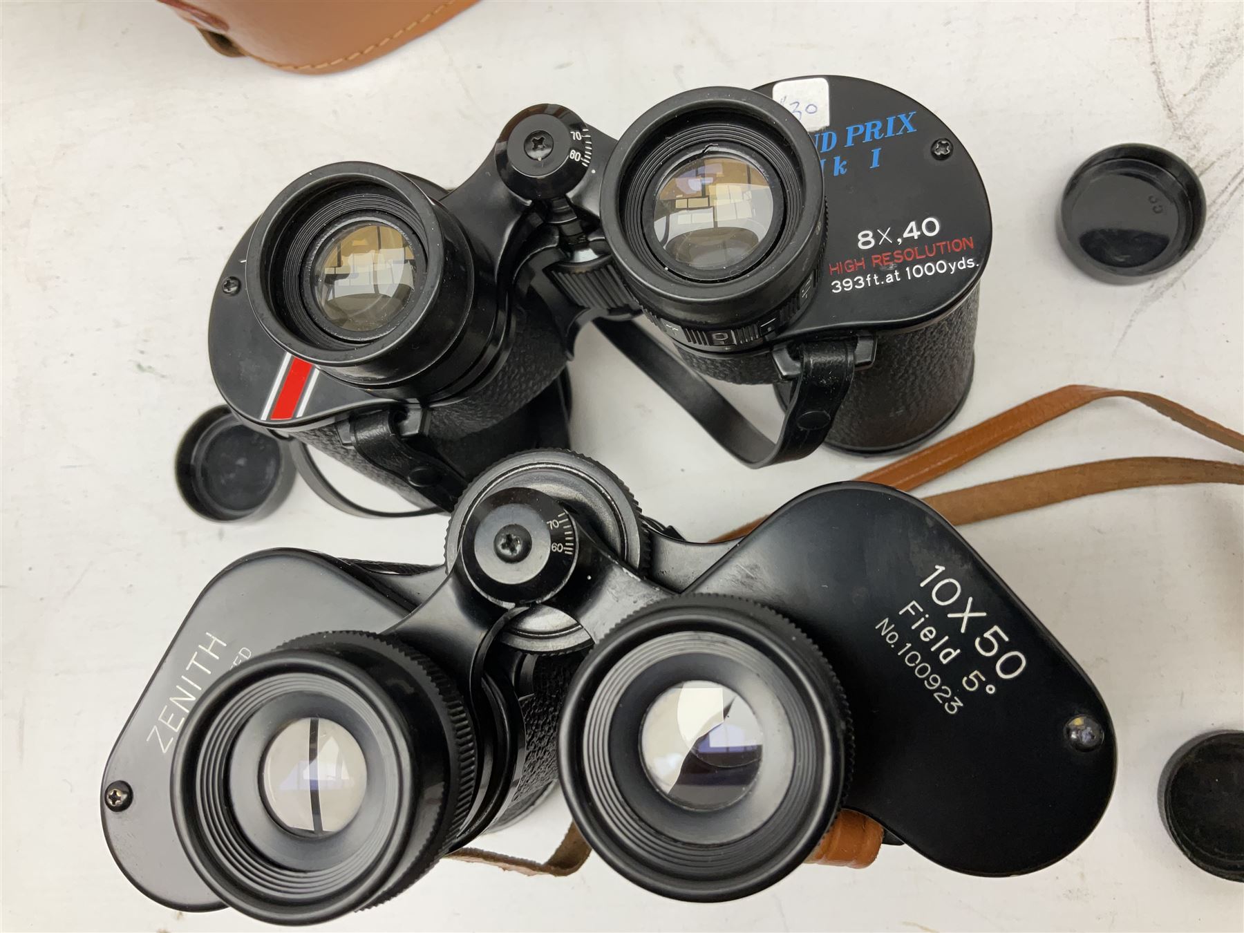 Nine cased pairs of binoculars, to include Embassy 8x40, Tasco 7x35, Zenith 10x50 Field. Opticron 10x50, Swift 8x40 Grand Prix Mk I, etc