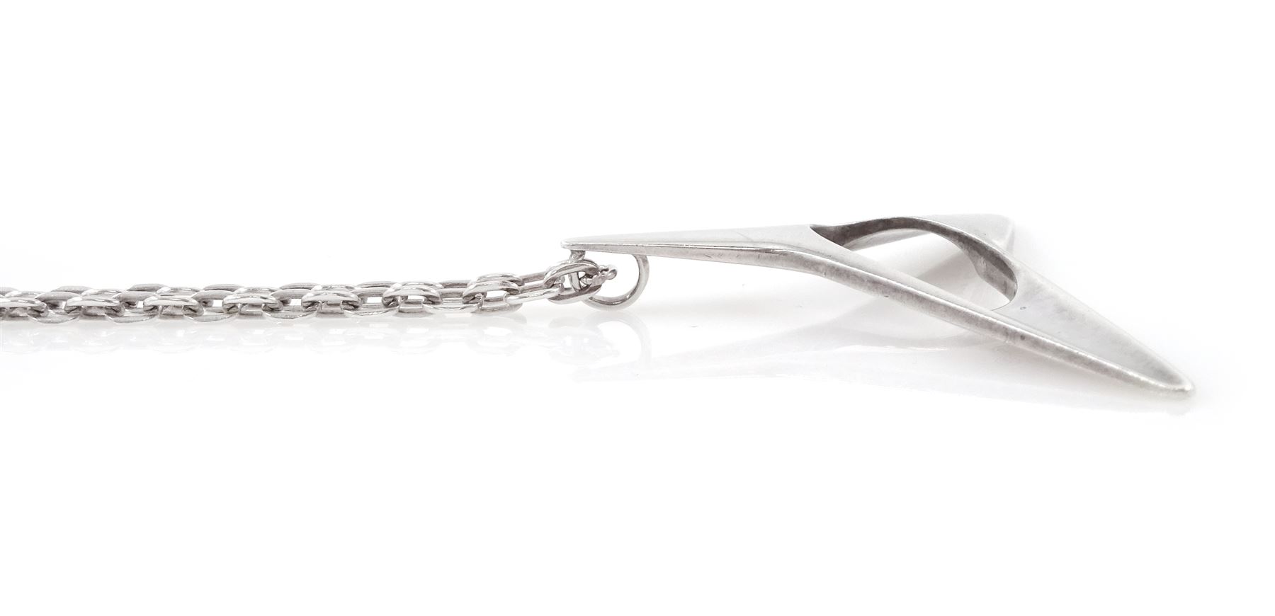 Georg Jensen silver pendant necklace, no. 342 designed by Henning Koppel, London import mark 1977, on a silver cable link chain with toggle clasp