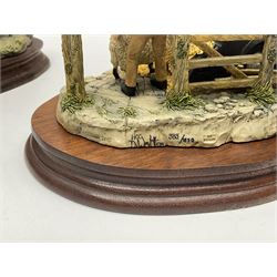 Two Border Fine Arts figure groups, comprising Black faced Ewe & Border Collie no B104 by Ray Ayres and To The Tup Sale, no JH72 limited edition 383/1850, both on wooden base, one with certificate