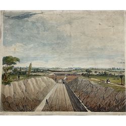 Henry Pyall and S G Hughes after Thomas Talbot Bury (British 1811-1877): Views on the Liverpool and Manchester Railway, twelve aquatints (two doubled up) with hand colouring pub. Ackermann c.1831-1833, 20cm x 25cm (12) (unframed)
Notes: Plates consist of: '[1] The Tunnel' (x2) (both 1831 and 1833 editions), '[2] Entrance of the Railway at Edge Hill Liverpool', '[3] Excavation of Olive Mount four miles from Liverpool', '[6] Entrance into Manchester across Water Street', '[8] Railway Office Liverpool', '[9] Warehouses at the end of the Tunnel towards Wapping' (x2) (both 1831 and 1833 editions), '[10] Moorish Arch looking from the Tunnel' '[11] Near Liverpool looking towards Manchester', '[12] Rainhill Bridge', '[13] Taking in Water at Parkside'.