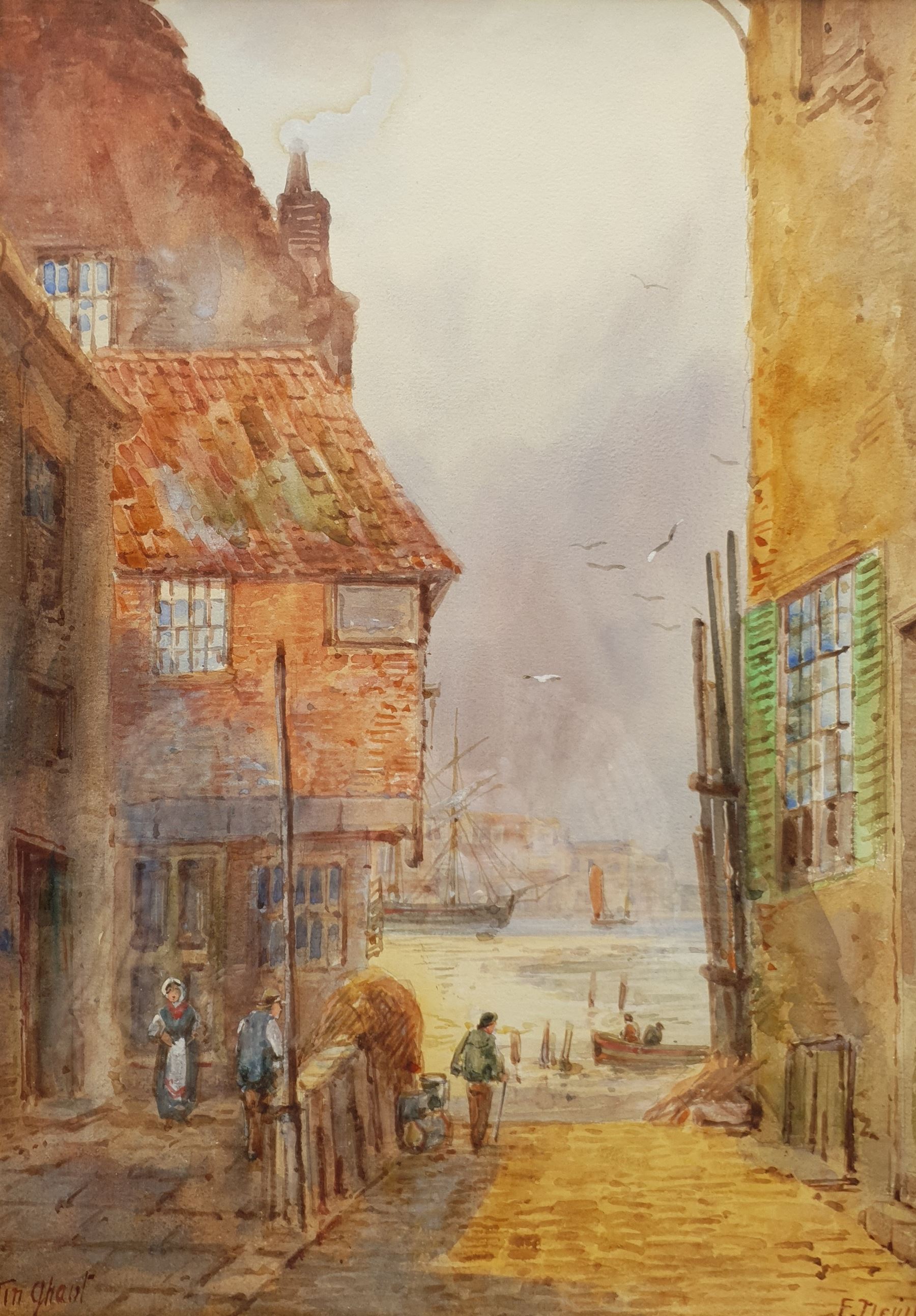 Edward Nevil (British fl.1880-1900): 'Tin Ghaut' Whitby, watercolour signed and titled 37cm x 26cm