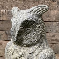 Pair of cast stone garden owls