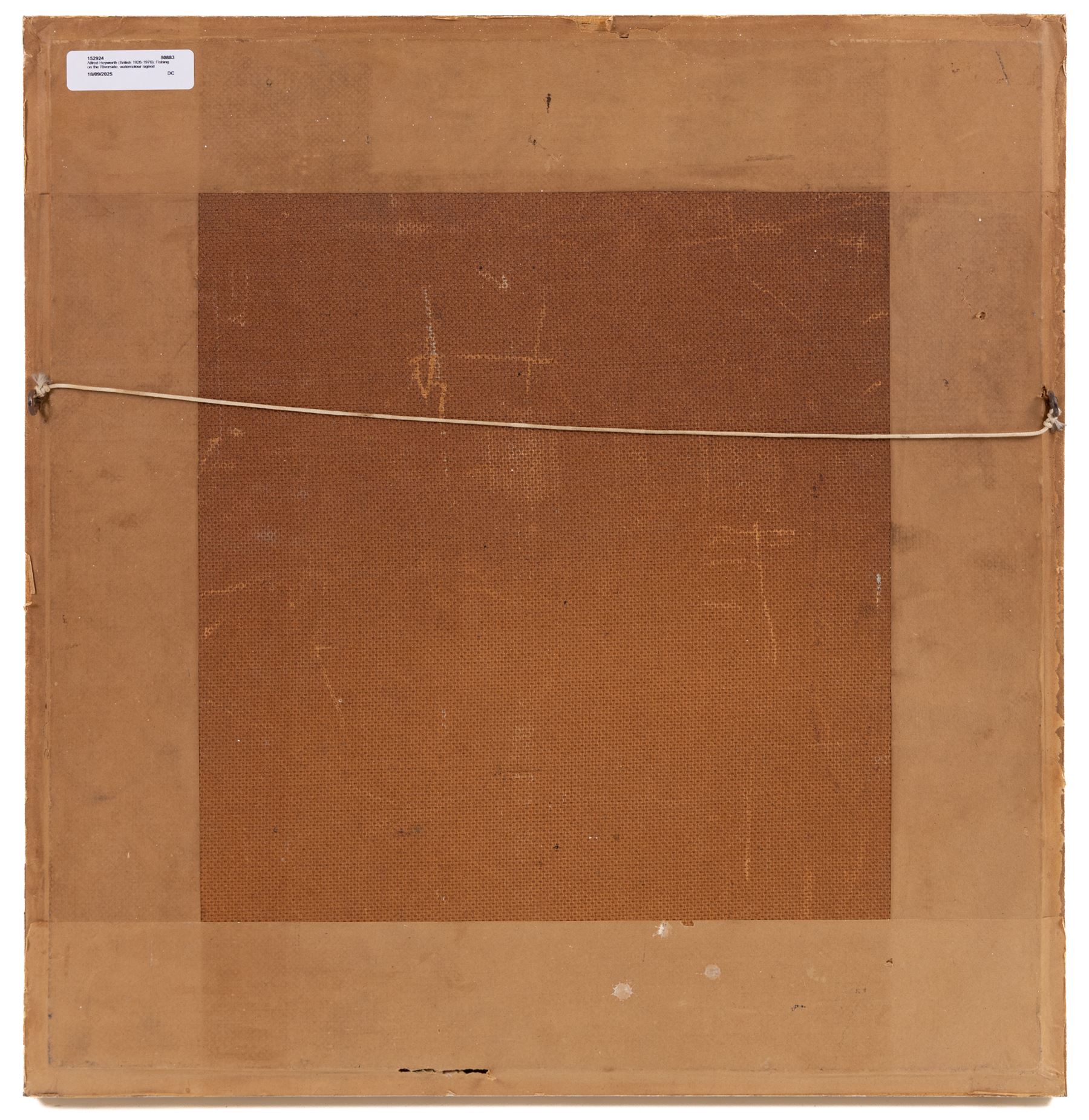 Alfred Heyworth (British 1926-1976): Summer Afternoon - Fishing on the Riverside, watercolour signed 21cm x 21cm 