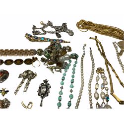 Silver cigar piercer by Dunhill, Birmingham 1958, gold garnet ring, stamped 9ct, Victorian rose gold shank hallmarked with soldered gilt cameo head and a collection of vintage and later costume jewellery