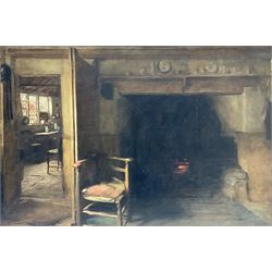 Attrib. Jonathan Pratt (British 1835-1911): Cottage Interior, oil on canvas unsigned 49cm x 75cm