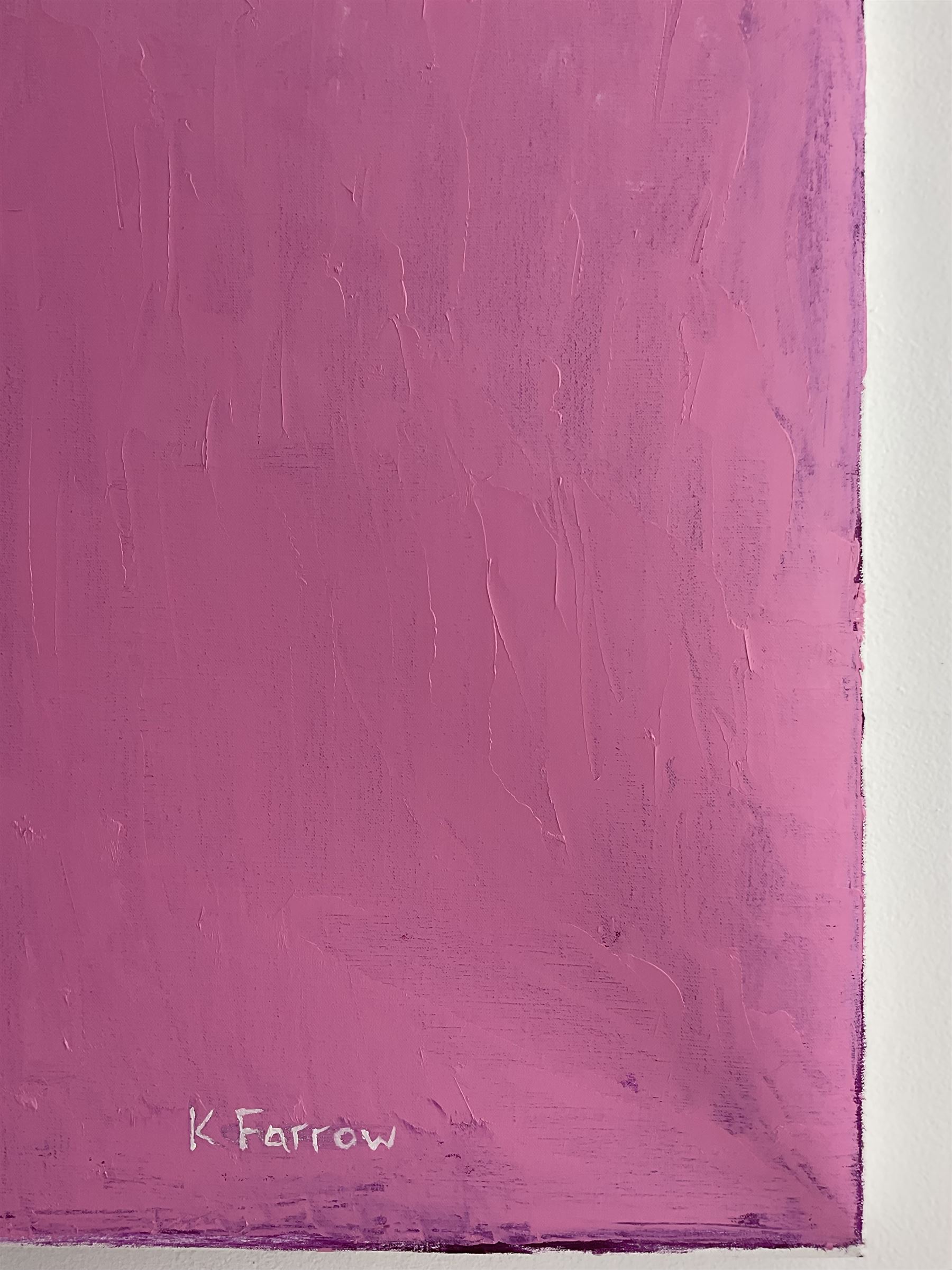 Kieron Farrow (British 1949-): ‘Yellow Green on Pink’, oil on linen signed, titled and dated 2021 verso 230cm x 152cm (unframed)
