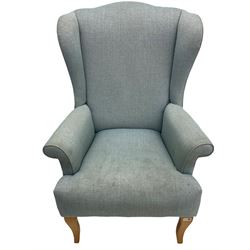 John Lewis high wing back armchair upholstered in denim cover
