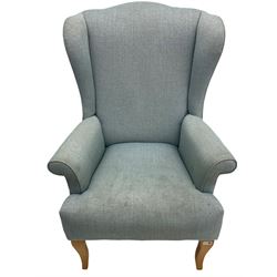 John Lewis high wing back armchair upholstered in denim cover
