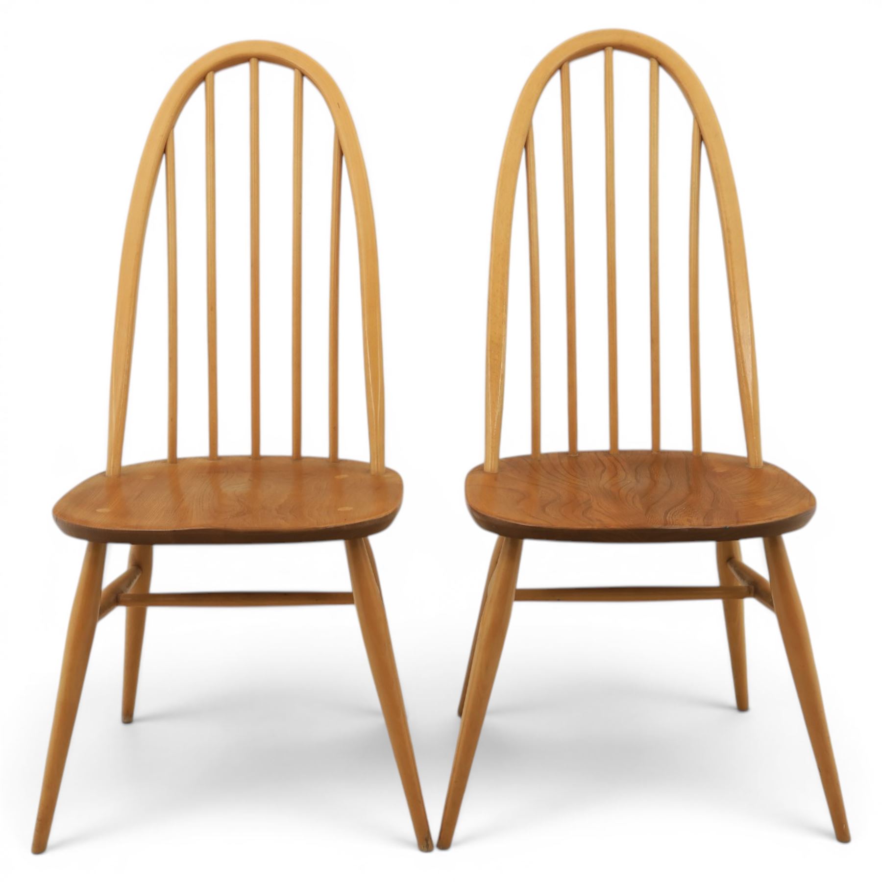 Ercol - set of four light elm chairs, comprising two 'Quakers' and two 'Windsor' chairs
