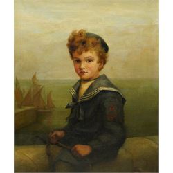 Circle of Frederick Morgan (British 1847-1890): Portrait of The Little Sailor Boy, oil on ...