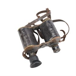 WWI Ross London binocular prismatic No.2 MK II magnification 6 binoculars, together with Aitchison London binocular prismatic No.3 Mark I maginification 6 binocular and two other cased pairs of military field binoculars   