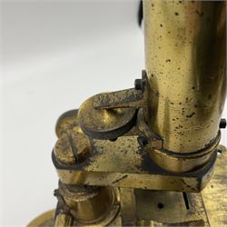 Brass monocular microscope, unbranded, H32cm