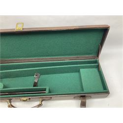 Leather fitted shotgun case L81cm, and a canvas fitted shotgun case with Hooton & Jones label, L83cm (2)