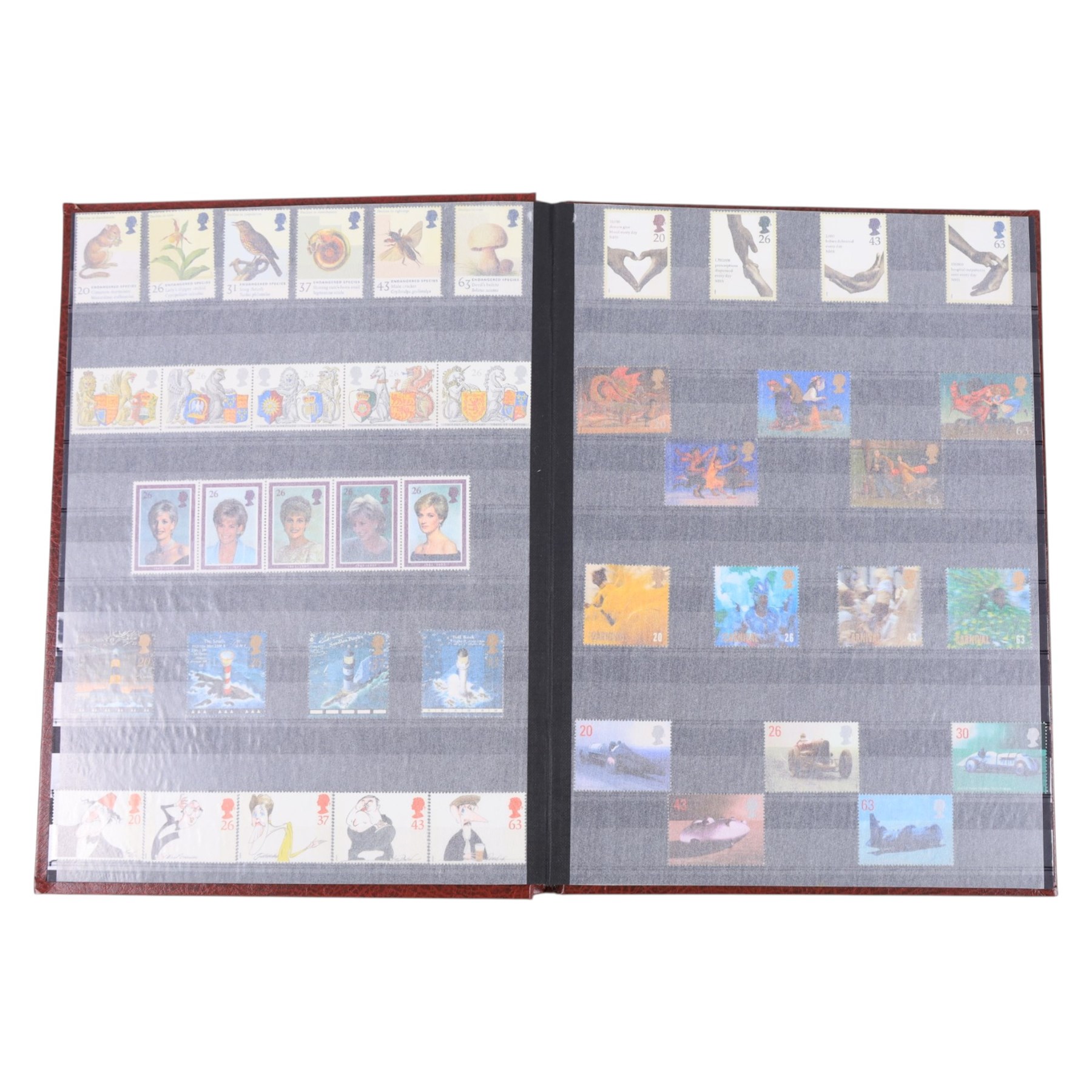 Queen Elizabeth II mint decimal stamps in two folders, face value of usable postage approximately 470 GBP