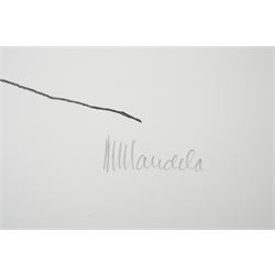 Nelson Rolihlahla Mandela (South African 1918-2013): 'My Robben Island' - ' 'The Church' 'The Lighthouse' 'The Cell' 'The Window' 'The Harbour' 'Motivation', set of six lithographs in colours signed and numbered EP 5/10 edition 500 in pencil with blindstamp, pub. by the Belgravia Gallery, 2002,  66cm x 50cm, together with original box (6) (unframed)