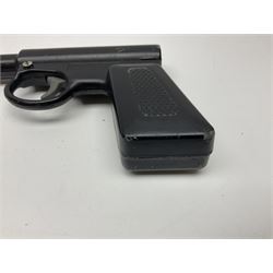 Webley & Scott Premier .177 over lever air pistol, no.2360, with chequered bakelite grip L24cm overall; Diana SP50 .177 plunge barrel air pistol; and T.J. Harrington & Son 'The Gat' .177 plunge barrel air pistol; NB: AGE RESTRICTIONS APPLY TO THE PURCHASE OF THIS LOT (3)
