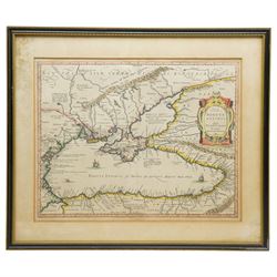 Abraham Ortelius (Belgian 1527-1598): 'Pontus Euxinus', early 17th century engraved map with hand-colouring of the Black Sea and the Crimean Peninsula pub. c.1609, 50cm x 35cm (unframed)