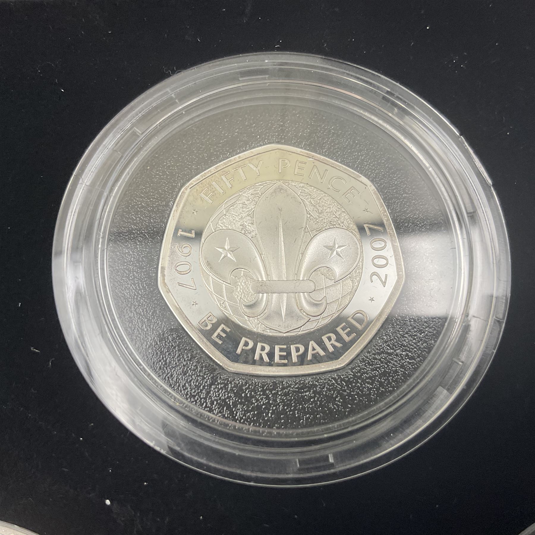 The Royal Mint United Kingdom 2019 'Celebrating 50 Years of the 50p' silver proof piedfort coin set, cased with certificate