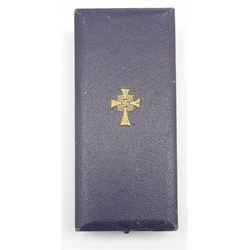 German Third Reich Mother's Cross in original case with ribbon, gilt issue, case marked Wilh. DeumerKom.-Ges.Ludenscheid