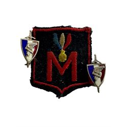 WWII French Milice cloth badge, together with two 1940's Legion Francaise des Combatants insignias 