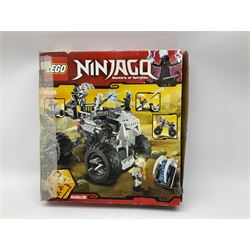 Lego - constructed Technics jeep with box no.8437 containing various sections; Technics sets  nos.42027 and 42020; Ninjago set no.2506; and twelve other boxed Lego items - nos. 7145, 31314NA, 3844, 75879, 7741, 70160, 5763, 31001, 4918, 40206, 6200 etc