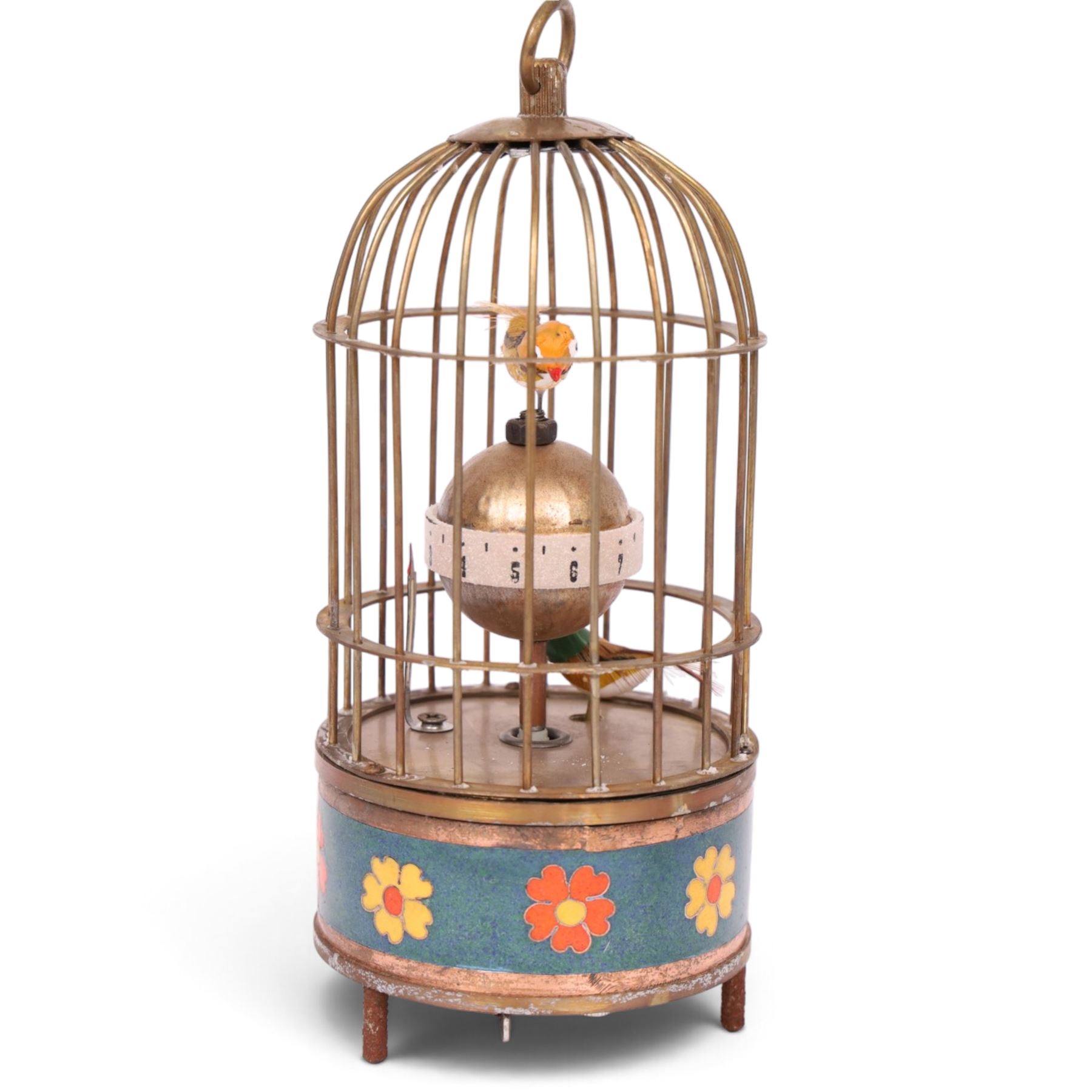 Modern bird cage automaton clock, with clockwork movement, H19cm