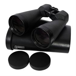 Pair of Helios Stellar 20 x 80 field 3.5 binoculars, in carry case, together with a modern three-draw telescope and a pair of Sunagor Miniten binoculars