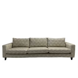 Orior - contemporary large three seat sofa, upholstered in patterned textured fabric on ebonised splayed feet